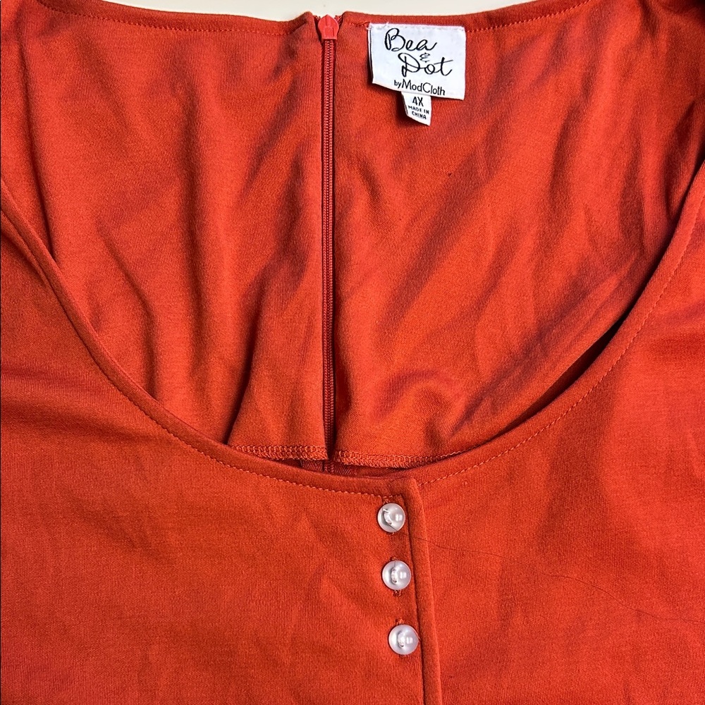 Bea & Dot by ModCloth Orange/Grey Striped Dress 4X